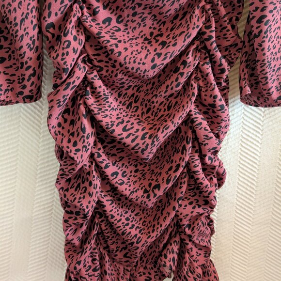 Zara Pink & Black Animal Print Draped Ruched Mini Dress Medium Blogger favourite - Picture 7 of 14